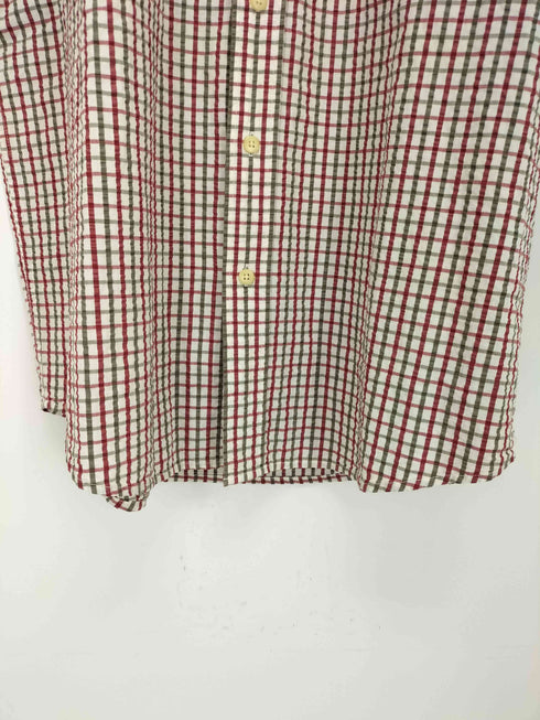 エディーバウアー Eddie Bauer シアサッカー ボタンダウンチェックシャツ メンズ import:M