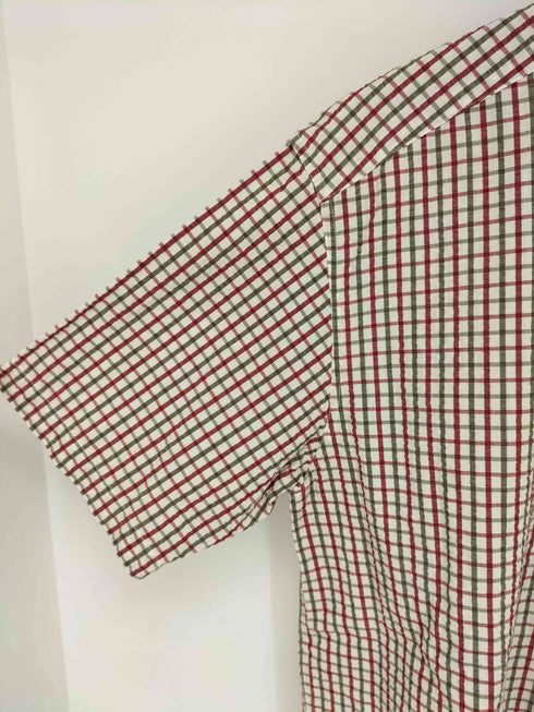 エディーバウアー Eddie Bauer シアサッカー ボタンダウンチェックシャツ メンズ import:M