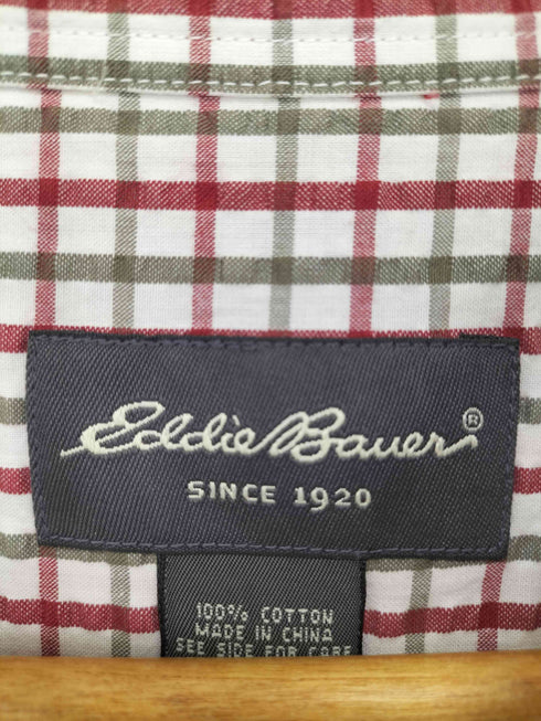 エディーバウアー Eddie Bauer シアサッカー ボタンダウンチェックシャツ メンズ import:M