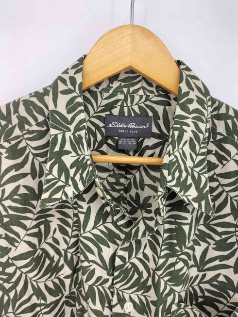 エディーバウアー Eddie Bauer ボタニカル柄 半袖チェックシャツ メンズ import:L