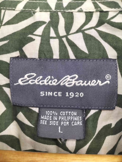 エディーバウアー Eddie Bauer ボタニカル柄 半袖チェックシャツ メンズ import:L