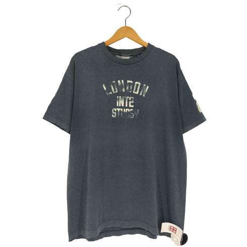 ステューシー Stussy 90-00s USA製 銀タグ LONDON INT2 アームナンバリング プリント シングルステッチ Tシャツ メンズ import:XL