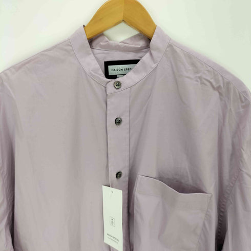 メゾンスペシャル MAISON SPECIAL Italian Dead Stock Fabric Prime-Over Band Collar Shirt メンズ JPN:0