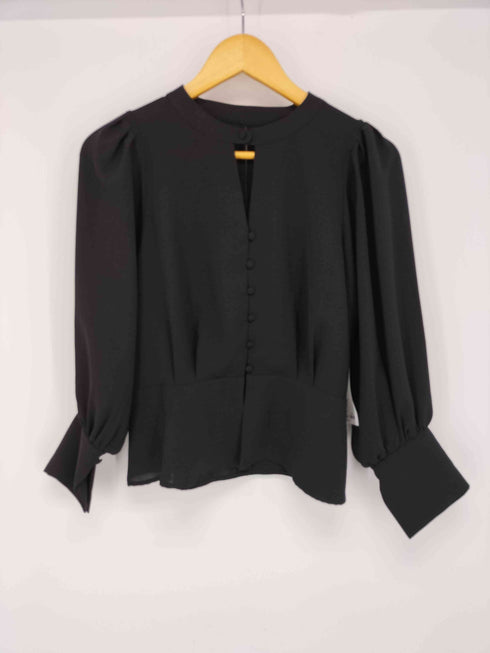 オメカシ omekashi ノーカラー ボリュームスリーブ ブラウス レディース FREE