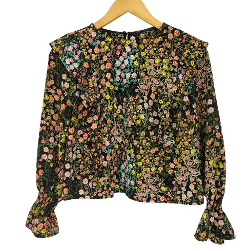 ザラ ZARA フラワープリント フリル ブラウス レディース import:XS