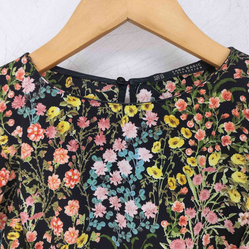 ザラ ZARA フラワープリント フリル ブラウス レディース import:XS