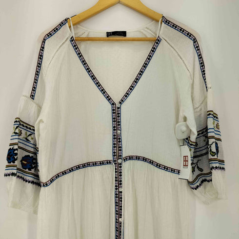 ザラ ZARA エスニック刺繍コットンワンピース レディース JPN:L