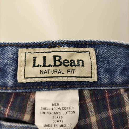 エルエルビーン L.L.Bean NATURAL FIT 裏地チェック デニムパンツ バギーデニム メンズ 33×29