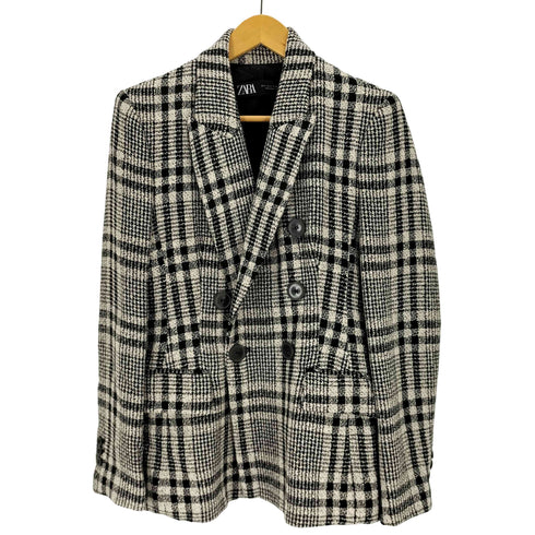 ザラ ZARA グレンチェック ダブルテーラードジャケット レディース import:S