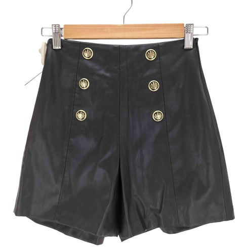 ザラ ZARA 金ボタン フェイクレザーショーツ レディース JPN:XS