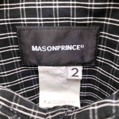 メゾンプリンス mason prince メタル プレート ロゴ チェック S/S レギュラーカラー シャツ メンズ 2