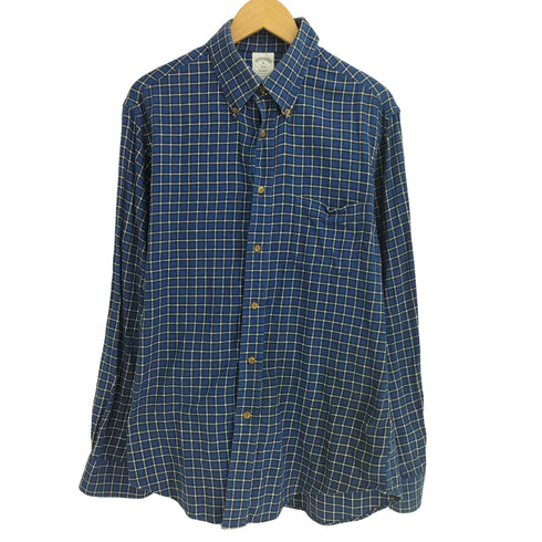 ブルックスブラザーズ BROOKS BROTHERS REGENT FIT 綿 コットン100 チェック ボタンダウン ネルシャツ メンズ import:M