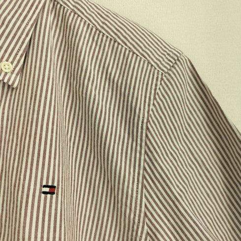 トミーヒルフィガー TOMMY HILFIGER REGULAR FIT ストライプ ボタンダウン 半袖 シャツ メンズ import:M