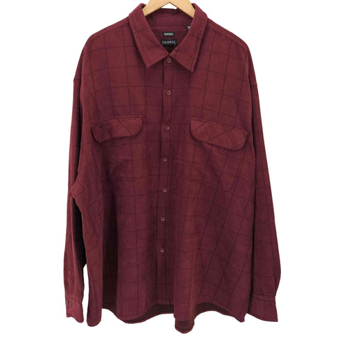ジョージ GEORGE SUEDED ソフト フェイク スウェード チェック L/S レギュラーカラー シャツ ビッグサイズ メンズ 3XL
