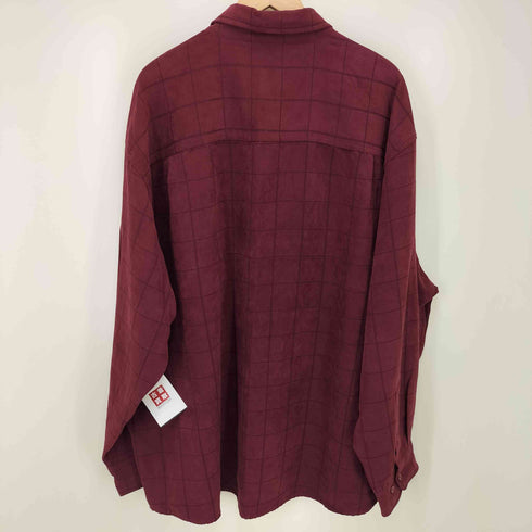 ジョージ GEORGE SUEDED ソフト フェイク スウェード チェック L/S レギュラーカラー シャツ ビッグサイズ メンズ 3XL