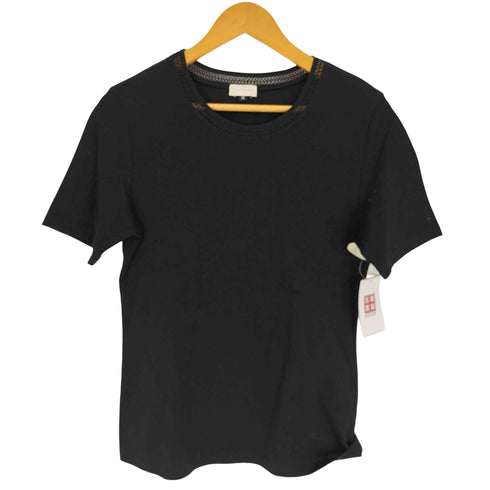バーバリーズ BURBERRYS メッシュ ネック 切替 ロゴ 刺繍 S/S Tシャツ レディース import:M