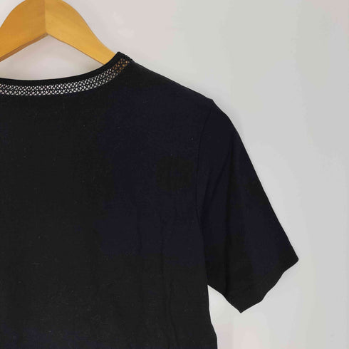 バーバリーズ BURBERRYS メッシュ ネック 切替 ロゴ 刺繍 S/S Tシャツ レディース import:M