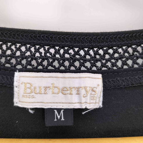 バーバリーズ BURBERRYS メッシュ ネック 切替 ロゴ 刺繍 S/S Tシャツ レディース import:M