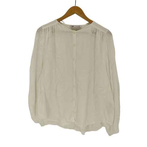 ザラ ZARA レーヨンノーカラーブラウス レディース import:M