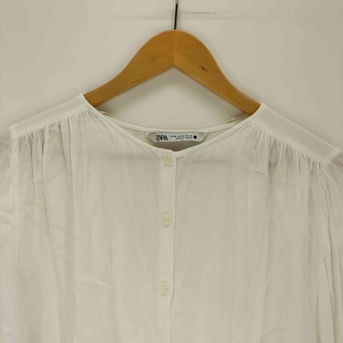 ザラ ZARA レーヨンノーカラーブラウス レディース import:M