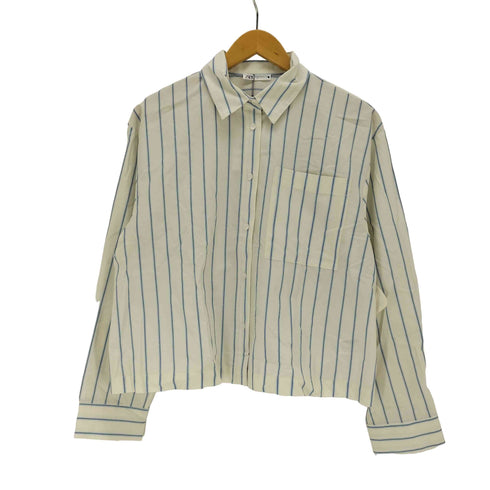 ザラ ZARA ストライプ柄クロップド丈パジャマシャツ レディース import:M