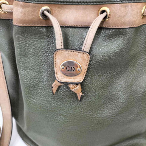 クリスチャンディオール Christian Dior OLD Leather Drawstring Shoulder Bag オールド レザー 巾着 ショルダーバッグ レディース