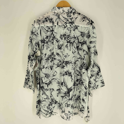 ドゥ クラッセ Do CLASSE リネン 麻 総柄 花柄 ベルト付き L/S シャツ レディース JPN:7号