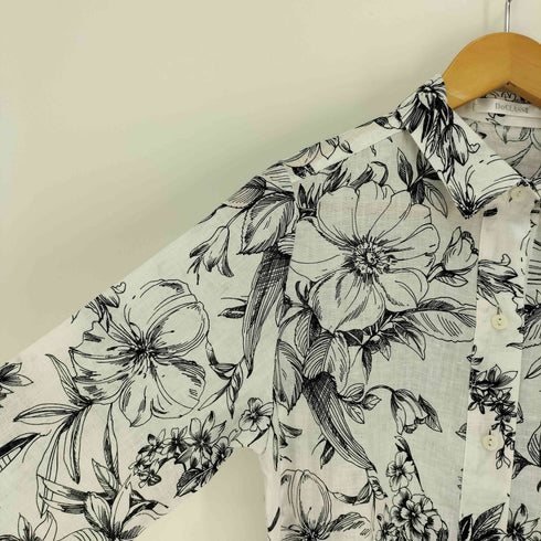 ドゥ クラッセ Do CLASSE リネン 麻 総柄 花柄 ベルト付き L/S シャツ レディース JPN:7号