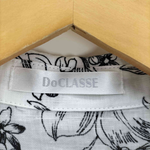 ドゥ クラッセ Do CLASSE リネン 麻 総柄 花柄 ベルト付き L/S シャツ レディース JPN:7号