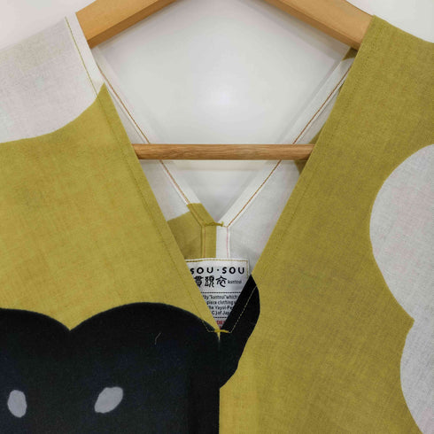 ソウソウ SOU・SOU 伊勢木綿 貫頭衣 長方形衣 花柄 Vネック ワンピース レディース