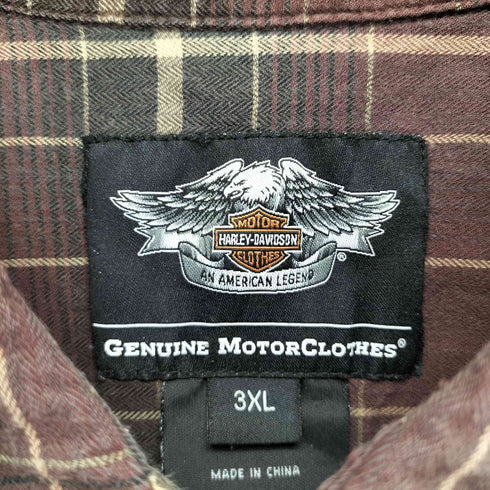 ハーレーダビッドソン HARLEY-DAVIDSON バックロゴ刺繍チェックL/S シャツ メンズ 3XL