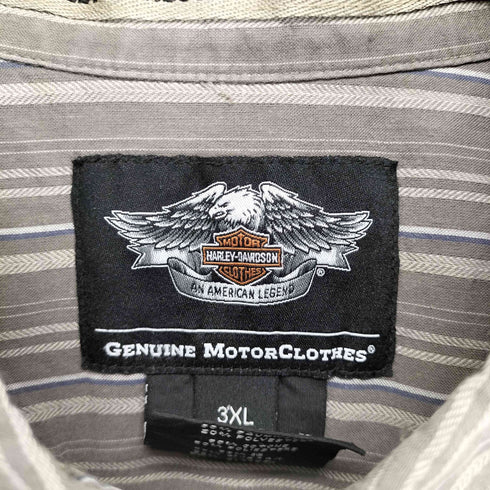 ハーレーダビッドソン HARLEY-DAVIDSON バックロゴ刺繍ストライプL/S シャツ メンズ 3XL