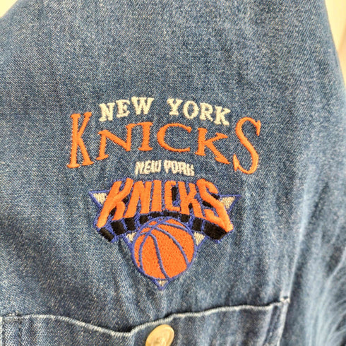 NEW YORK KNICKS ロゴ刺繍 BDデニムシャツ メンズ