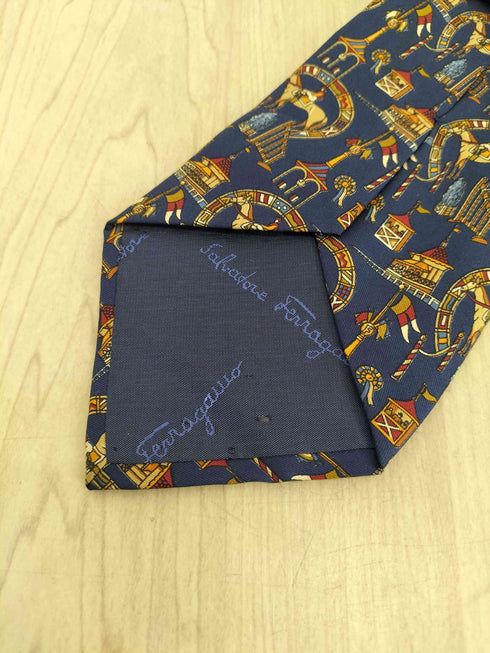 サルヴァトーレフェラガモ Salvatore Ferragamo MADE IN ITALY 総柄シルクネクタイ メンズ