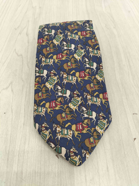 サルヴァトーレフェラガモ Salvatore Ferragamo MADE IN ITALY 馬柄シルクネクタイ メンズ