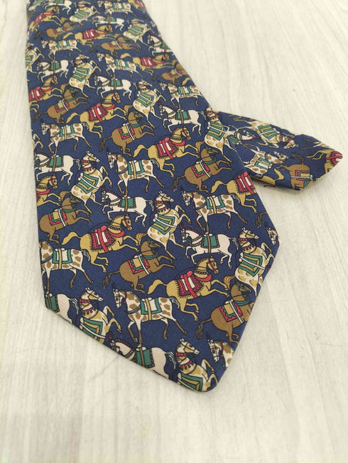 サルヴァトーレフェラガモ Salvatore Ferragamo MADE IN ITALY 馬柄シルクネクタイ メンズ