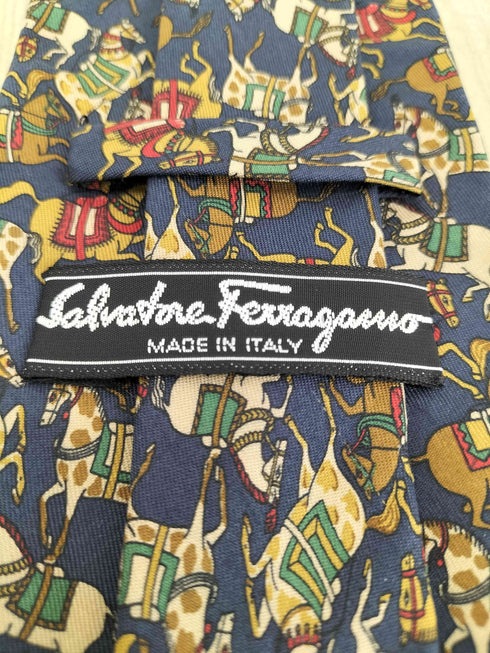 サルヴァトーレフェラガモ Salvatore Ferragamo MADE IN ITALY 馬柄シルクネクタイ メンズ