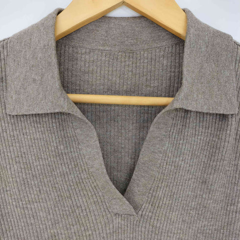 ユニクロ UNIQLO ウォッシャブルニットリブポロセーター レディース JPN:L