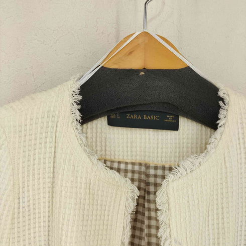 ザラ ZARA ツイード ノーカラージャケット レディース import:S