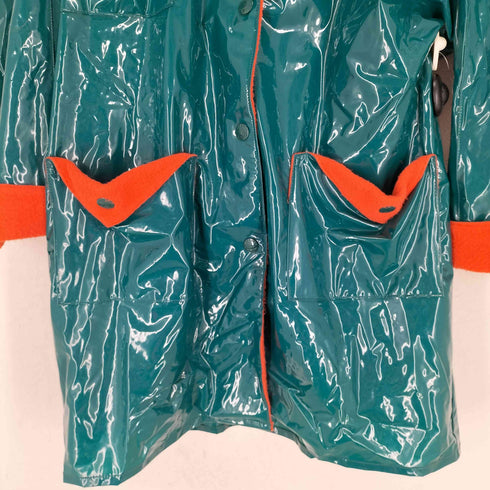 KENN SPORN エナメル×フリース スナップボタンハーフコート メンズ L