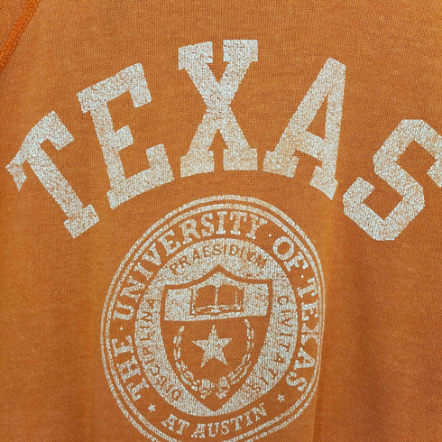 80S~ TEXAS カレッジロゴ 2段ラバープリント ラグランスウェット メンズ