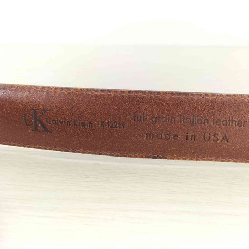 シーケーカルバンクライン ck Calvin Klein USA製 ロゴ刻印 レザーベルト メンズ 32/30cm