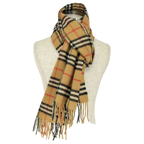 バーバリーズ BURBERRYS 英国製 LAMBSWOOL ノバチェック ウール フリンジ マフラー メンズ