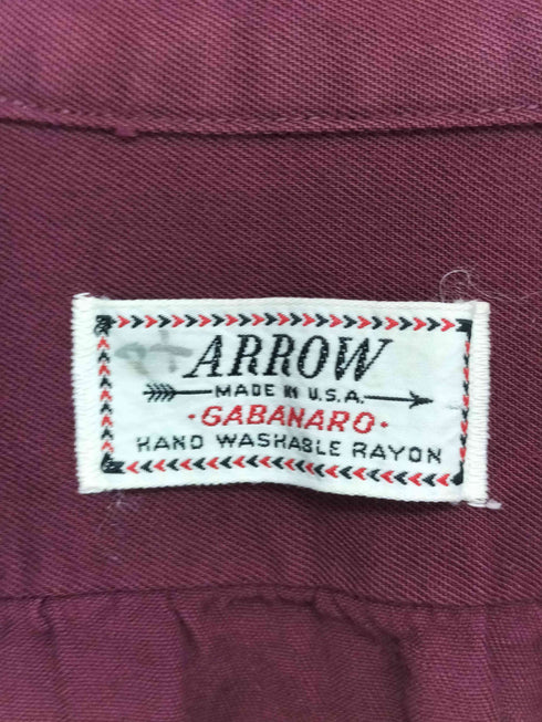 アロー ARROW 50s USA製 レーヨンギャバオープンカラーシャツ ボックス 両フラップ メンズ