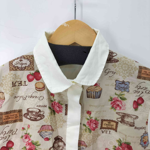 L/S 総柄 比翼シャツ レディース