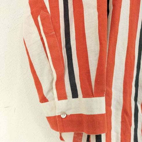 ザラ ZARA コットンリネン ストライプ シャツ レディース import:L
