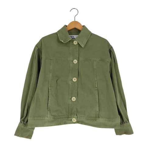 ザラ ZARA タックスリーブ デニムジャケット レディース import:L