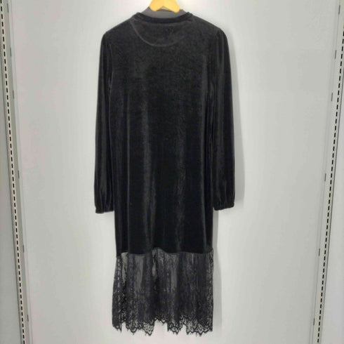 L/S レースドッキングベロアワンピース レディース