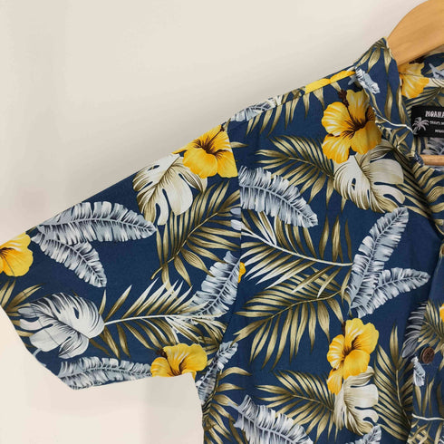 MOANA FASHION ハイビスカス柄 花柄 開襟オープンカラー アロハ シャツ メンズ import:S
