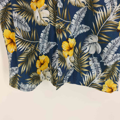 MOANA FASHION ハイビスカス柄 花柄 開襟オープンカラー アロハ シャツ メンズ import:S